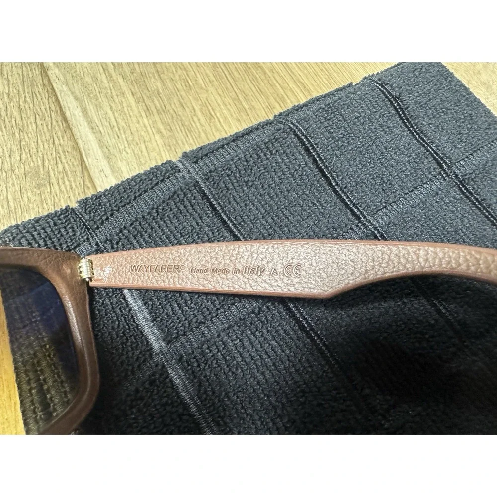 Ray Bans RB2140-Q-M 50[]22 GENUINE LEATHER BROWN GRADIENT UV WAYFARER SUNGLASSES